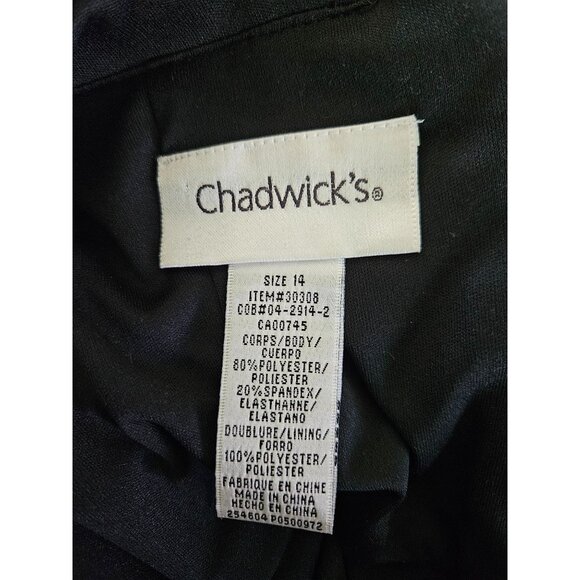 Chadwicks Black Sleeveless Midi Dress Beaded Bodice & Sheer Overlay Size 14 - Picture 11 of 13